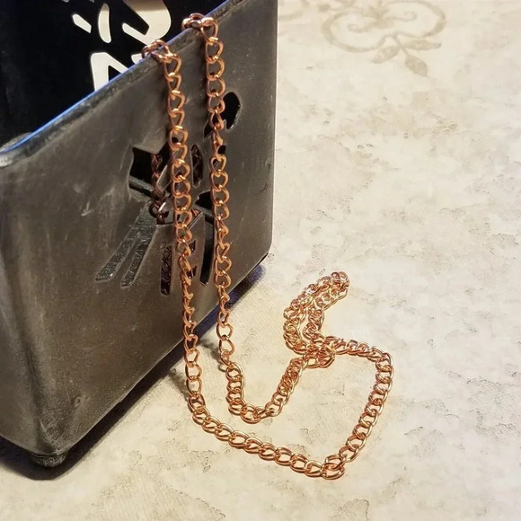 Solid Shiny Pure India Copper Metal 5x4mm Oval Link Curb Chain Necklace 18" Long - Picture 2 of 7